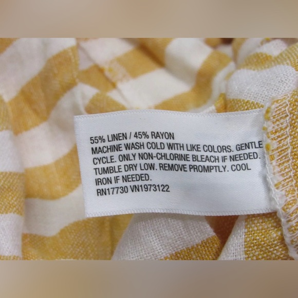 Ava & Viv Women's Short Sleeve Tie Front Midi Shirtdress Yellow White Striped 3X - Picture 9 of 9